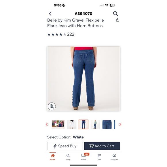 Belle By Kim Gravel 18W Flexibelle Flare Jean Horn Buttons Pullon 5 Pocket - Picture 13 of 15